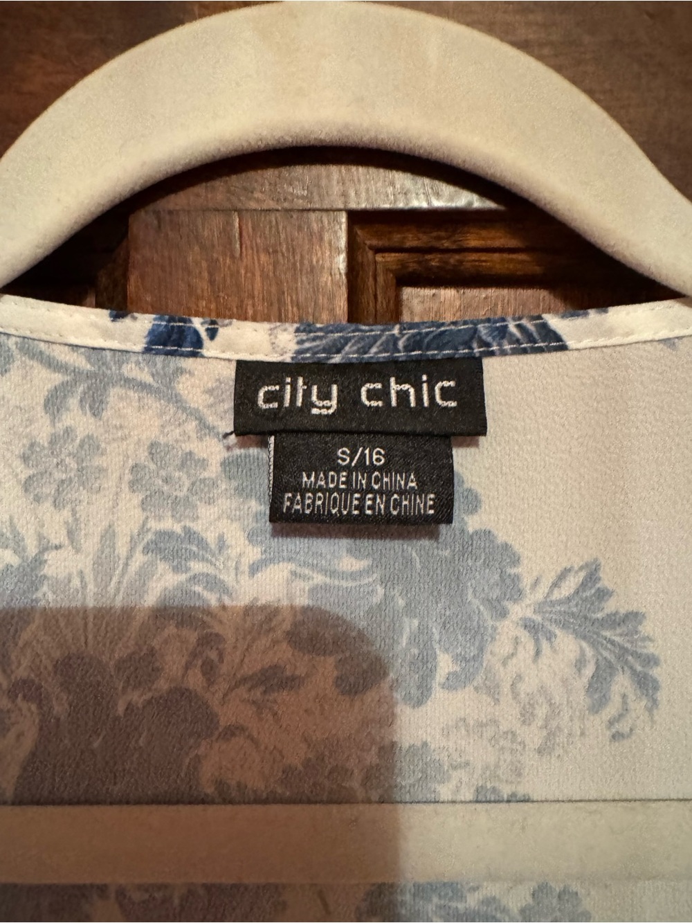 City Chic Blue Floral Wrap Top - White & Blue - Picture 5 of 5